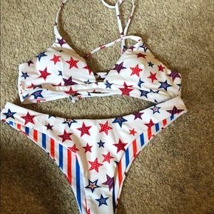 Zaful red white and blue bathing suite